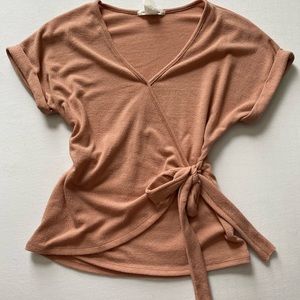 Pink wrap short sleeve top